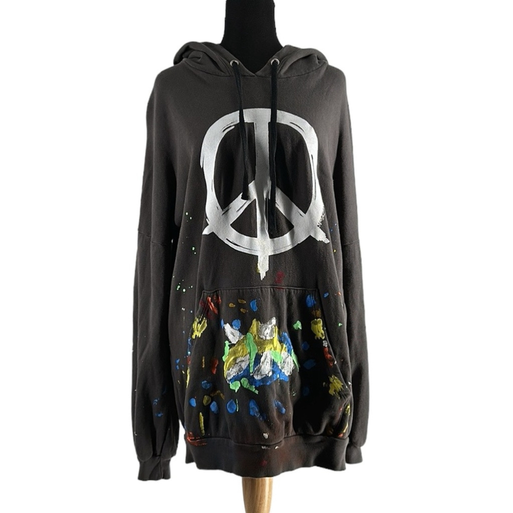 Lauren Moshi 
Desiree Hoodie Dress in Vintage Onyx & Paint Splatter sz sm